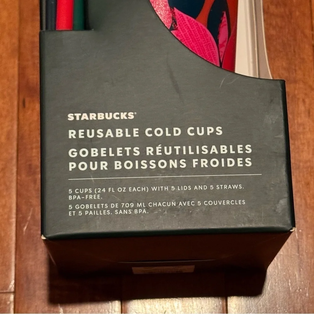 Starbucks 5-pack Reusable Cold Venti 24oz Cups With Lids & Straws Holiday 2021